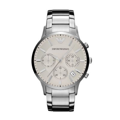 mens silver armani watches