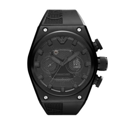 emporio armani watch black rubber strap