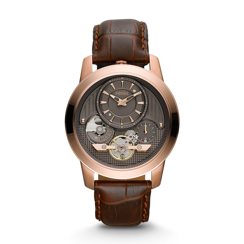 Fossil Mens Grant Twist Leather Watch – Brown ME1114