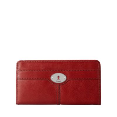 кошелек FOSSIL красный кожаный