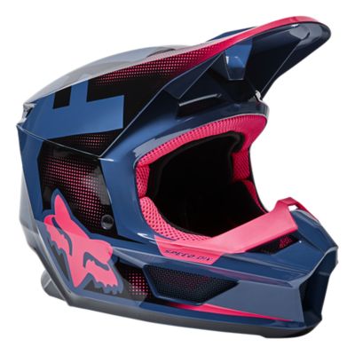  FOX V1 Dier Jugend Motocross Helm, pink-blau, Größe L, pink-blau, Größe L