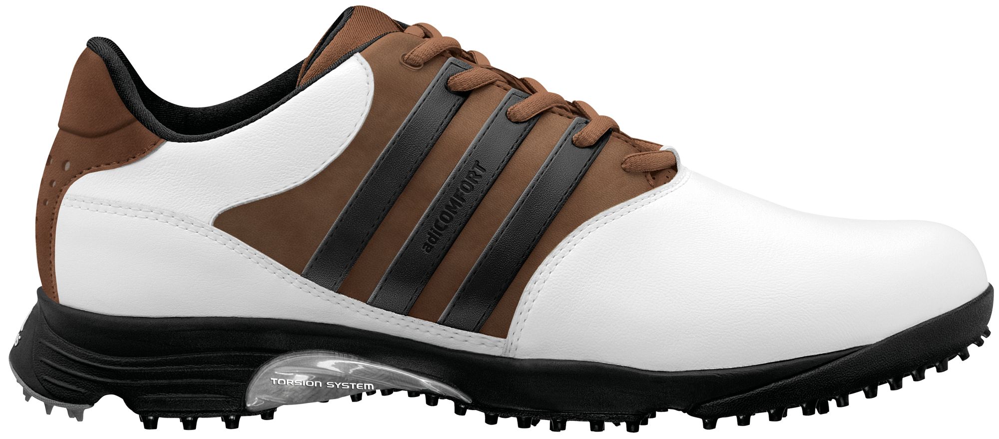 adidas Men's adiCOMFORT Golf Shoes - White/Brown/Black