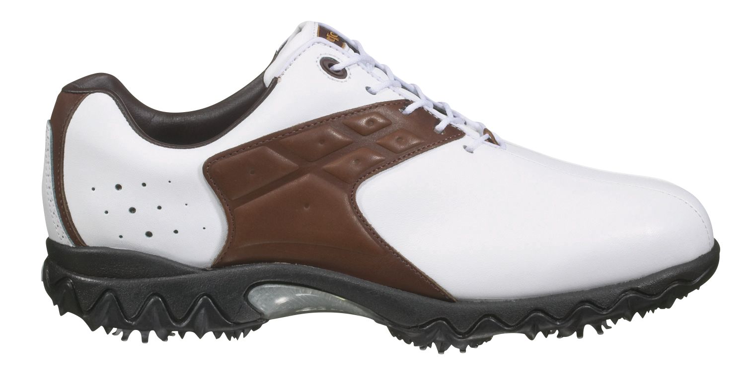 FootJoy Men's Contour Golf Shoe - White/Brown (Disc Style 54123)