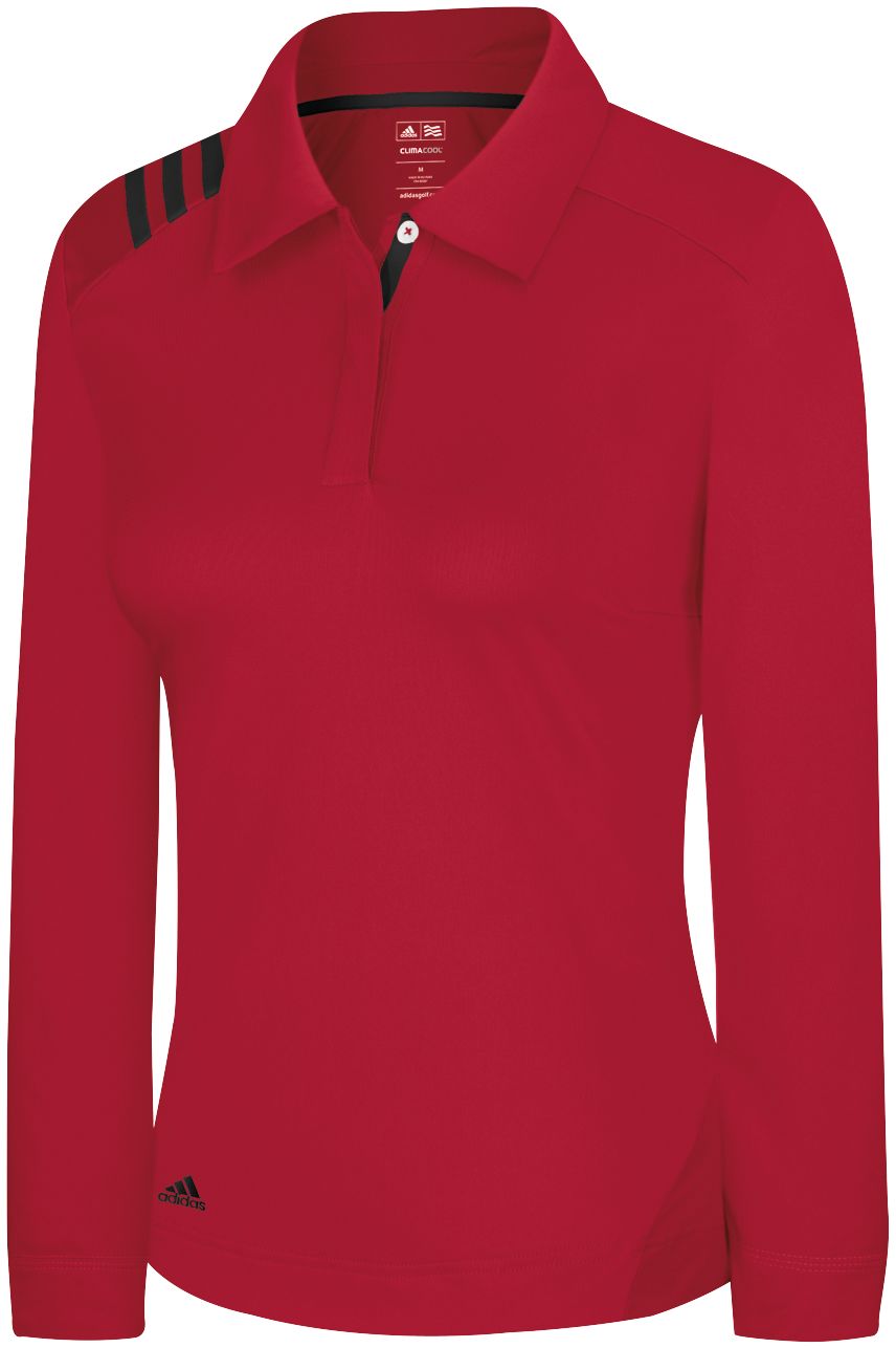 adidas Women's 3-Stripe CLIMALITE Long Sleeve Polo