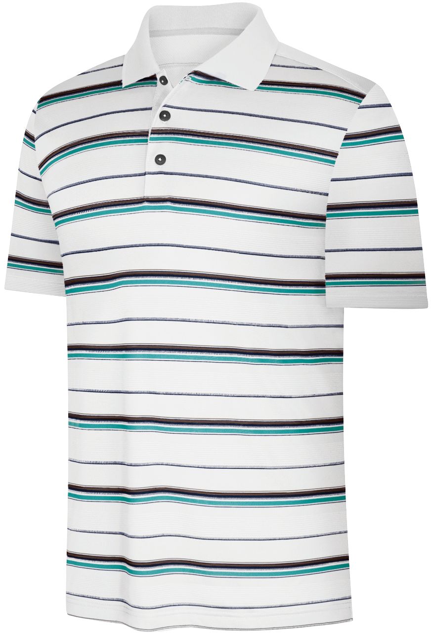adidas Men's CLIMACOOL Mesh Blocked Stripe Short Sleeve Polo