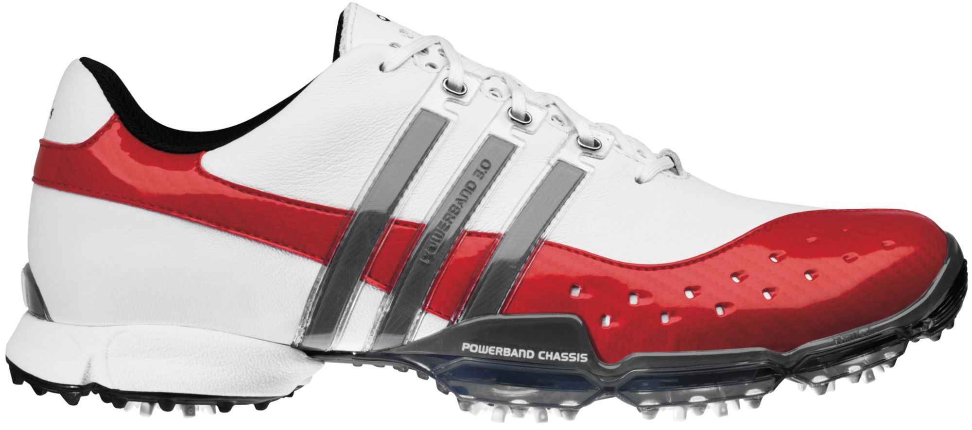 adidas Men's Powerband 3.0 Golf Shoe - White/ Red
