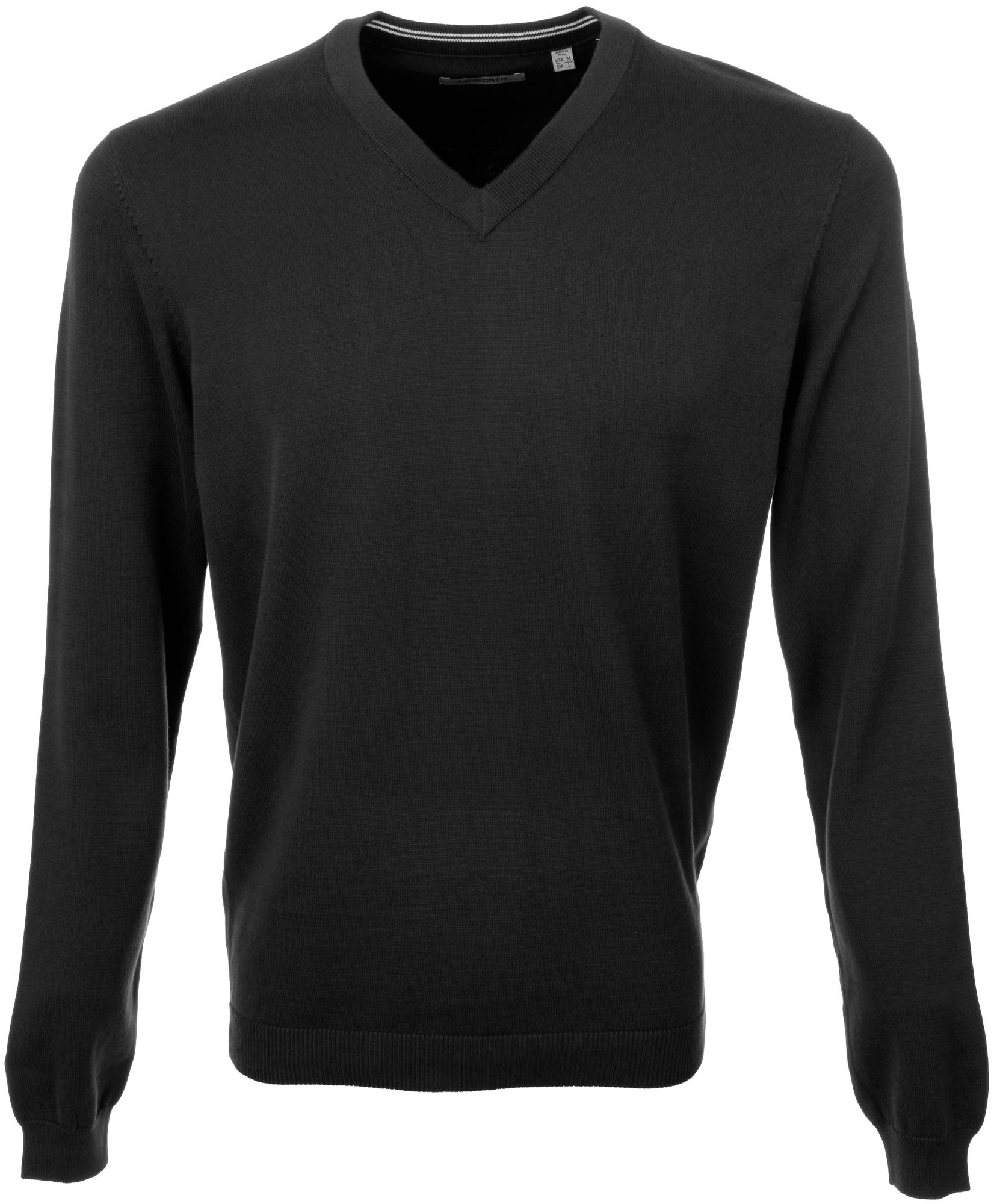 Ashworth Men's V Neck Solid Long Sleeve Sweater