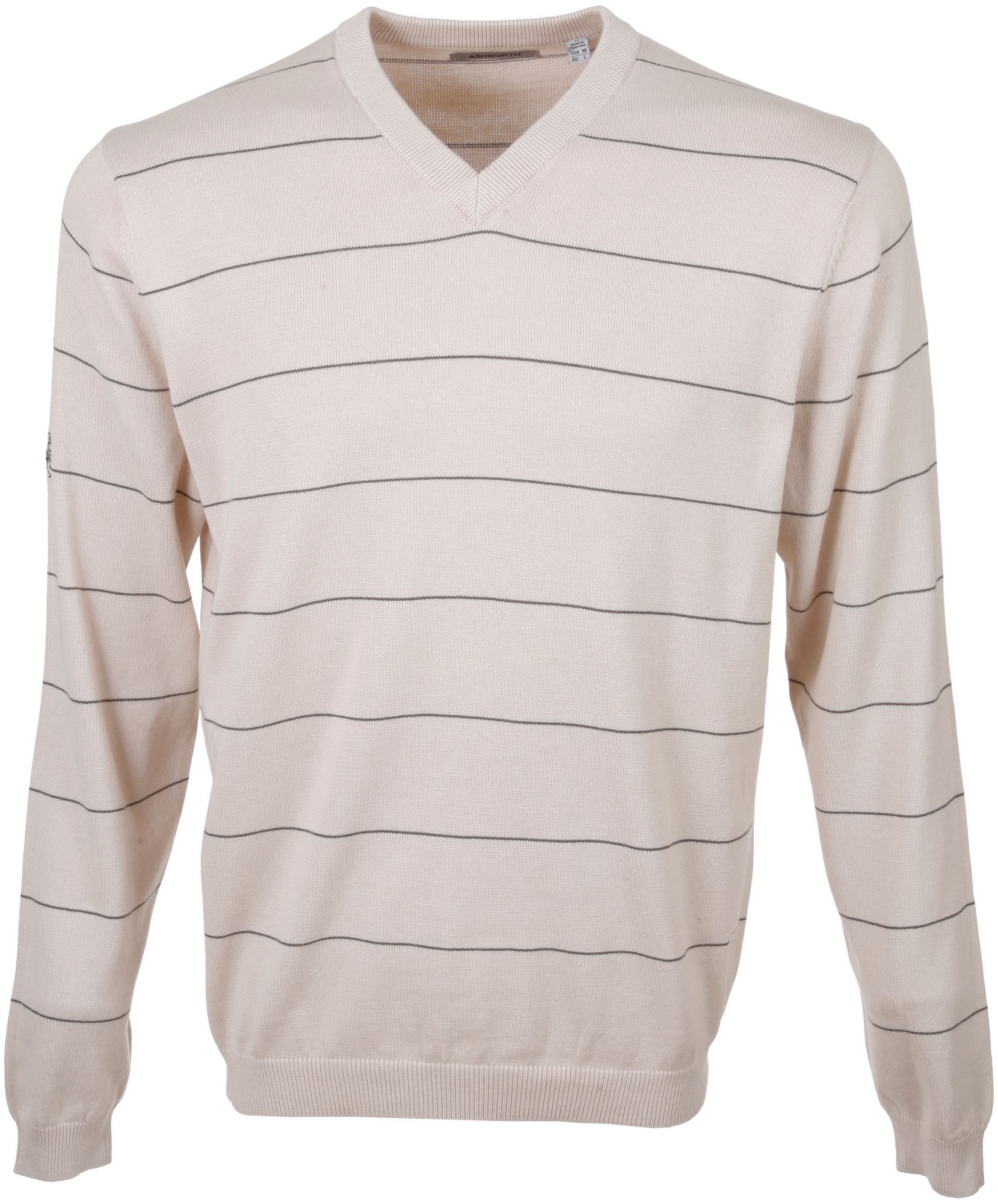 Ashworth Men's V-Neck Stripe Long Sleeve Sweater