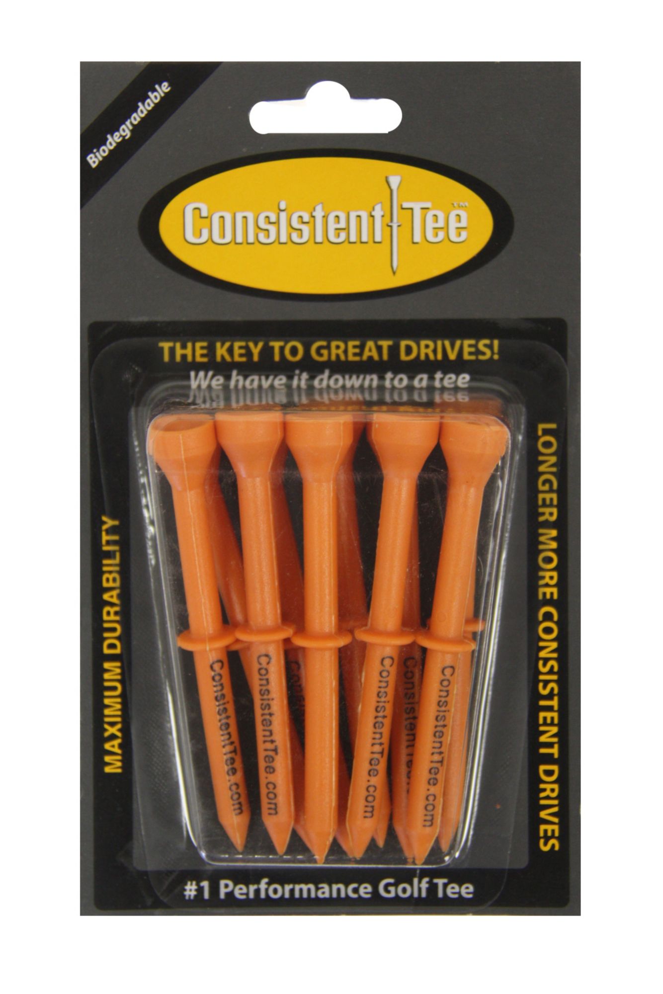 Consistent-Tee 3 &frac14;" Orange Golf Tees - 10 count