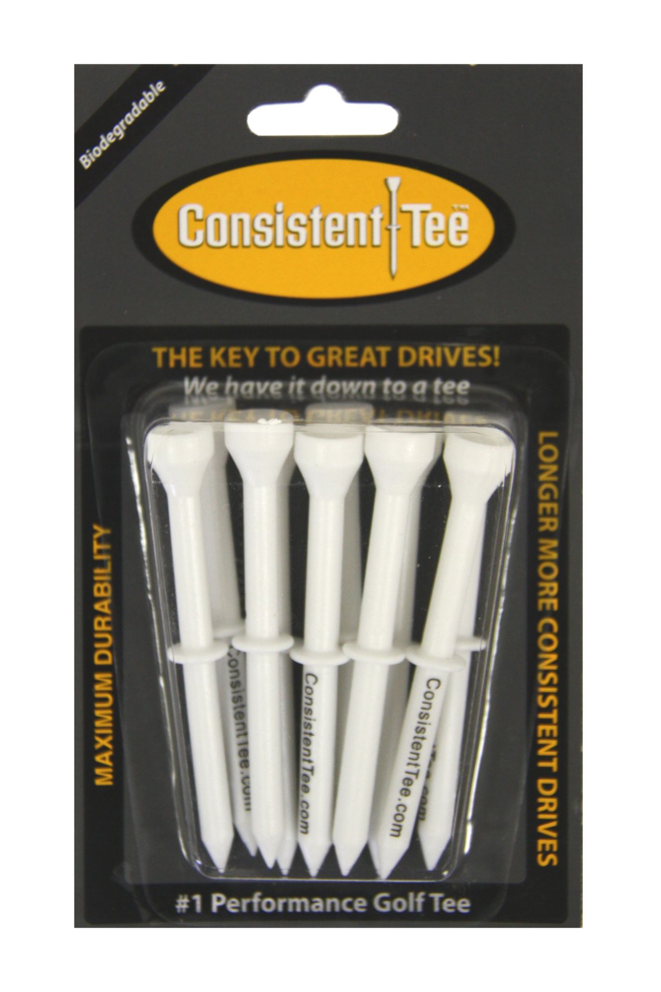Consistent-Tee 3 &frac14;" White Golf Tees - 10 count