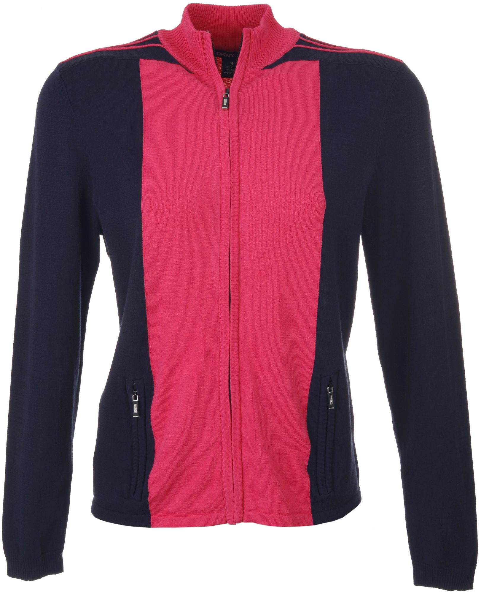 DKNY Women's Vivid and Twilight Full Zip Long Sleeve Sweater