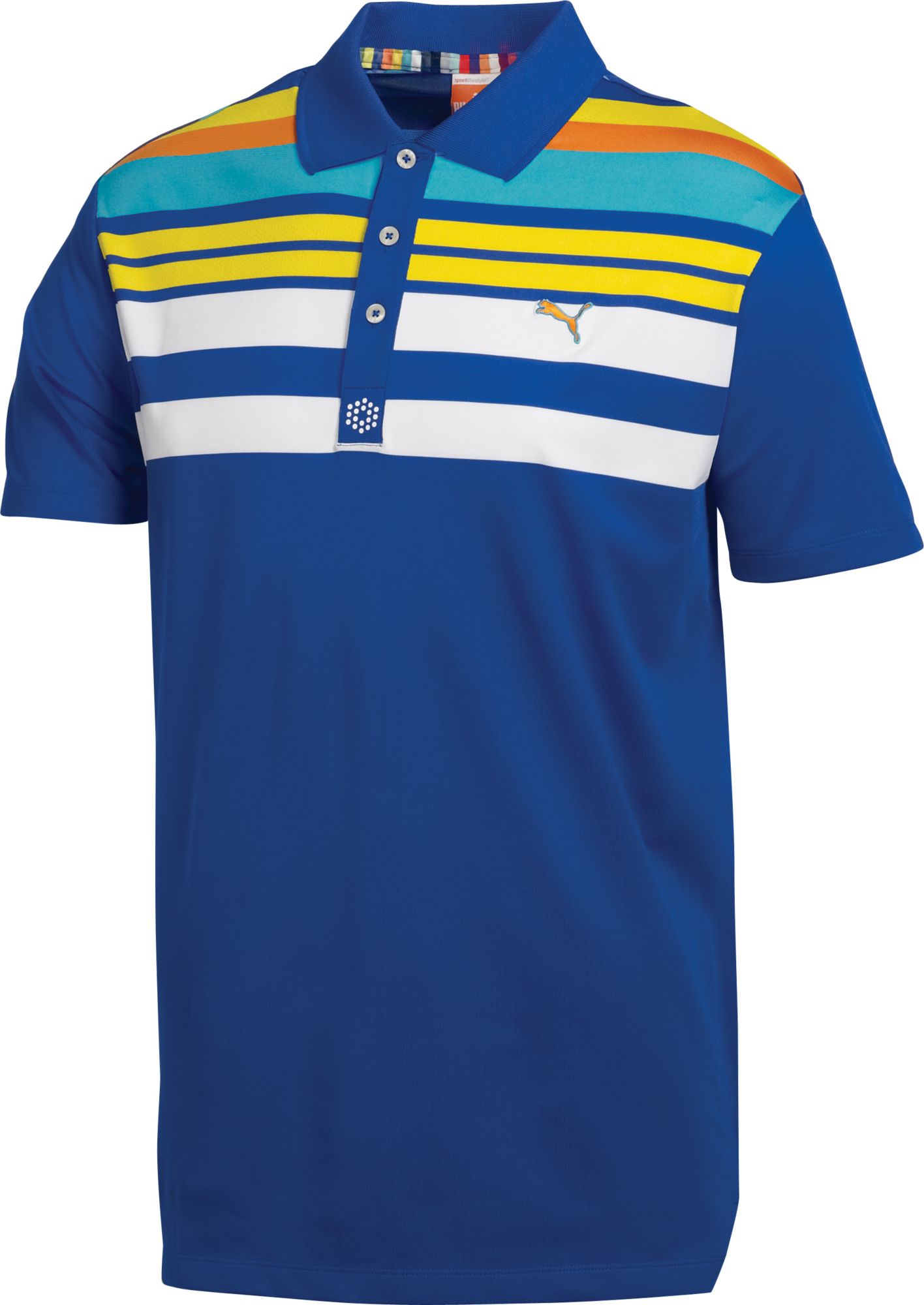 PUMA Men's Engineered Stripe Tech Short Sleeve Polo