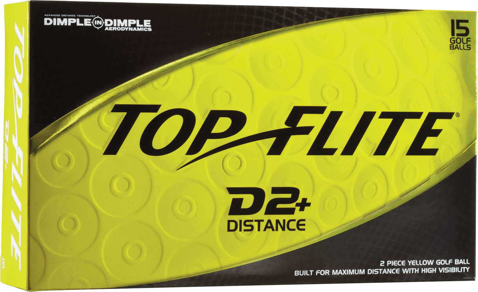 Top Flite D2+ Distance Yellow Golf Balls - 15 pack