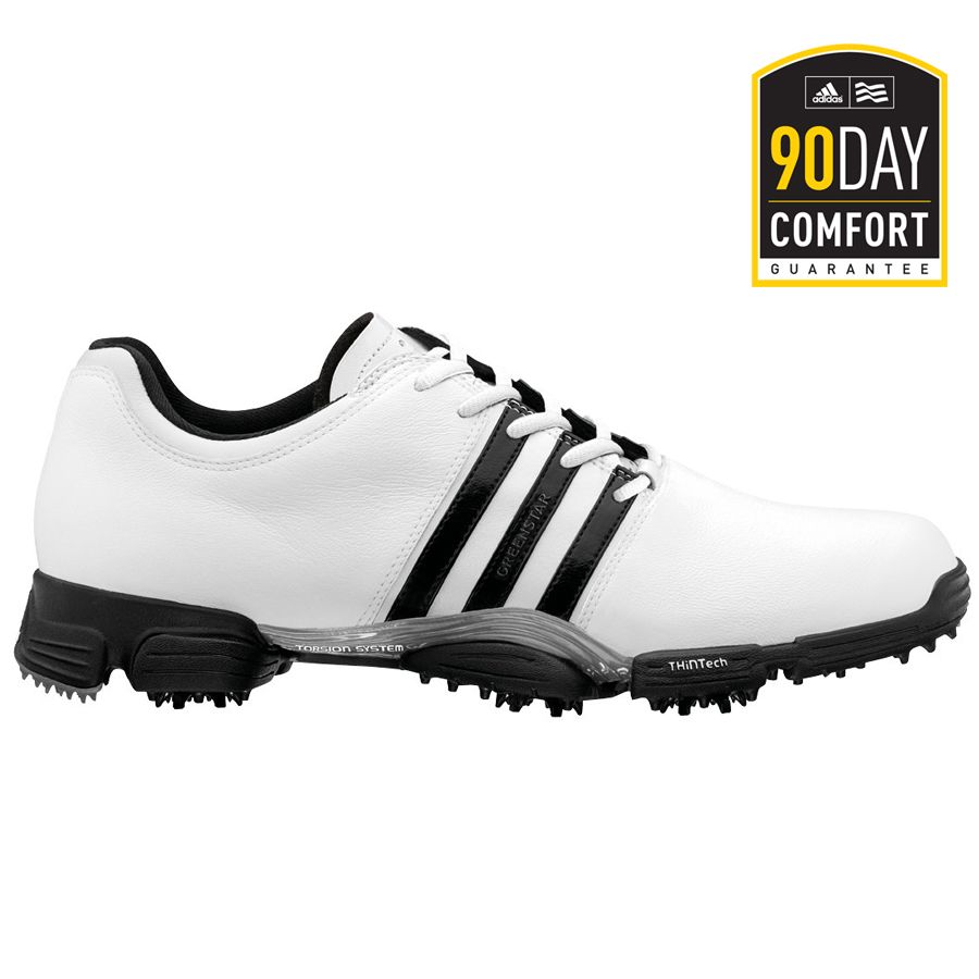 adidas Men's Greenstar Golf Shoes - White/White/Black