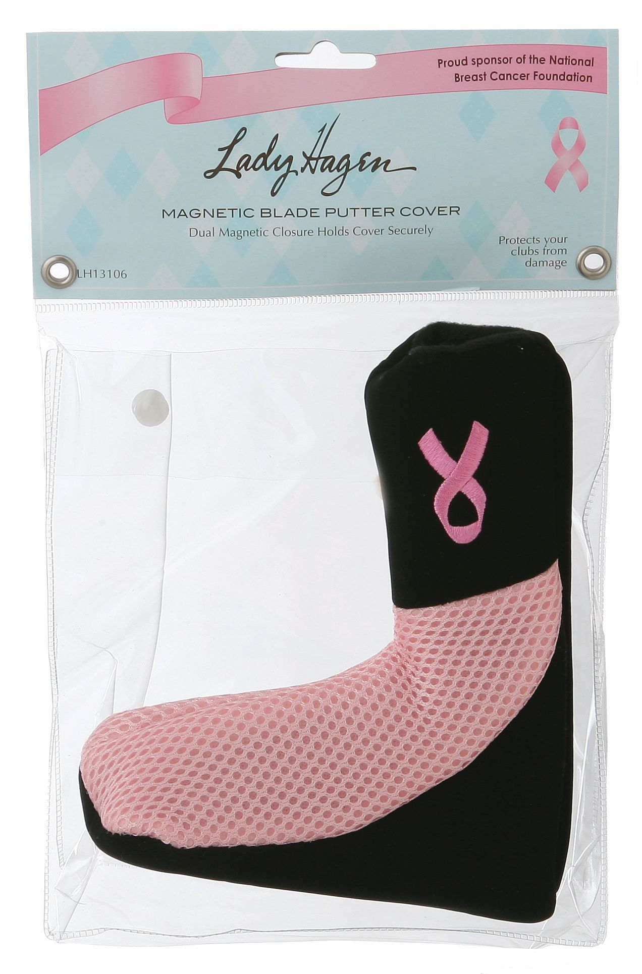 Lady Hagen Womens Pink Ribbon Magentic Blade Putter Cover