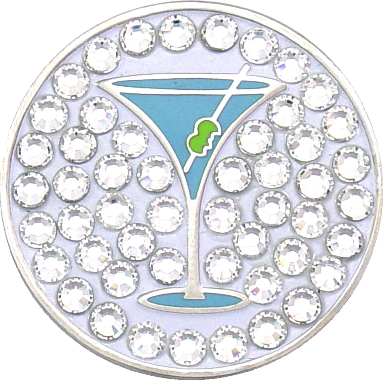 Bella Women's Martini Crystal Hat Clip Ball Marker