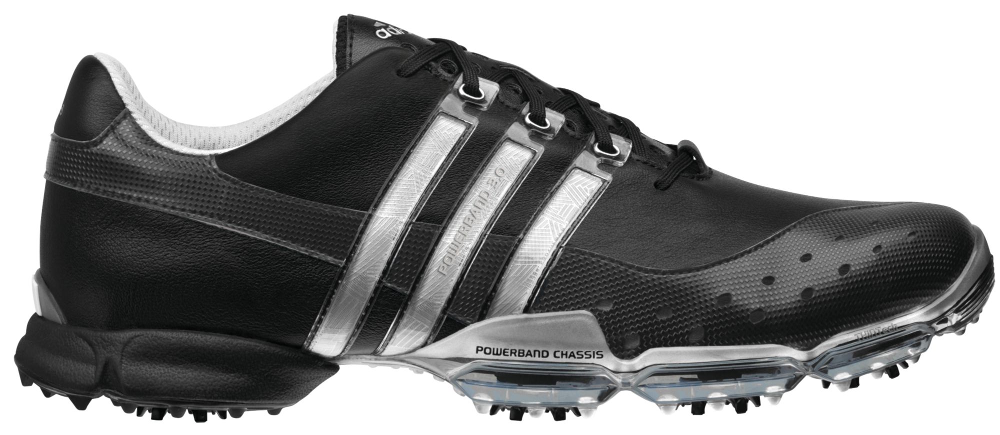 adidas Men's Powerband 3.0 Golf Shoe - Black/ Metallic Silver