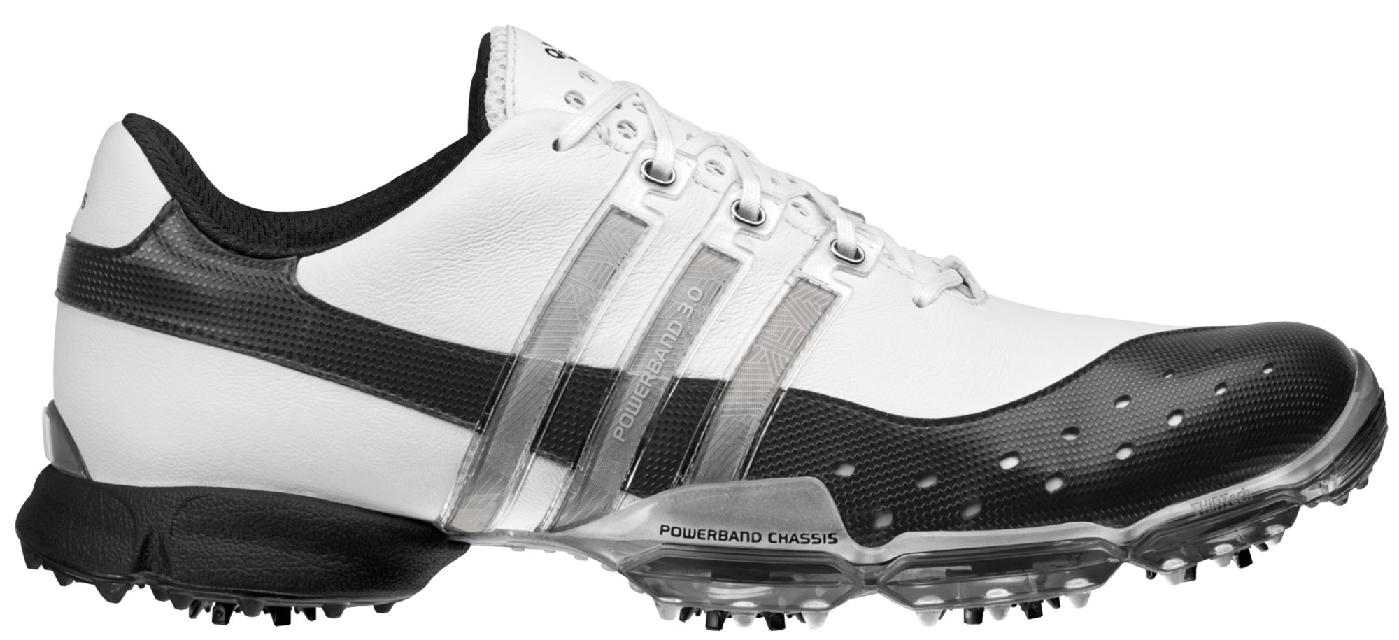 adidas Men's Powerband 3.0 Golf Shoe - White/Black/Metallic Silver