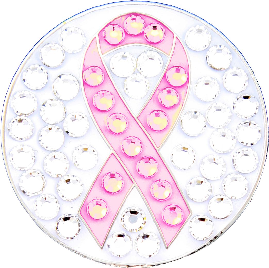 Bella Women's Pink Ribbon Crystal Hat Clip Ball Marker