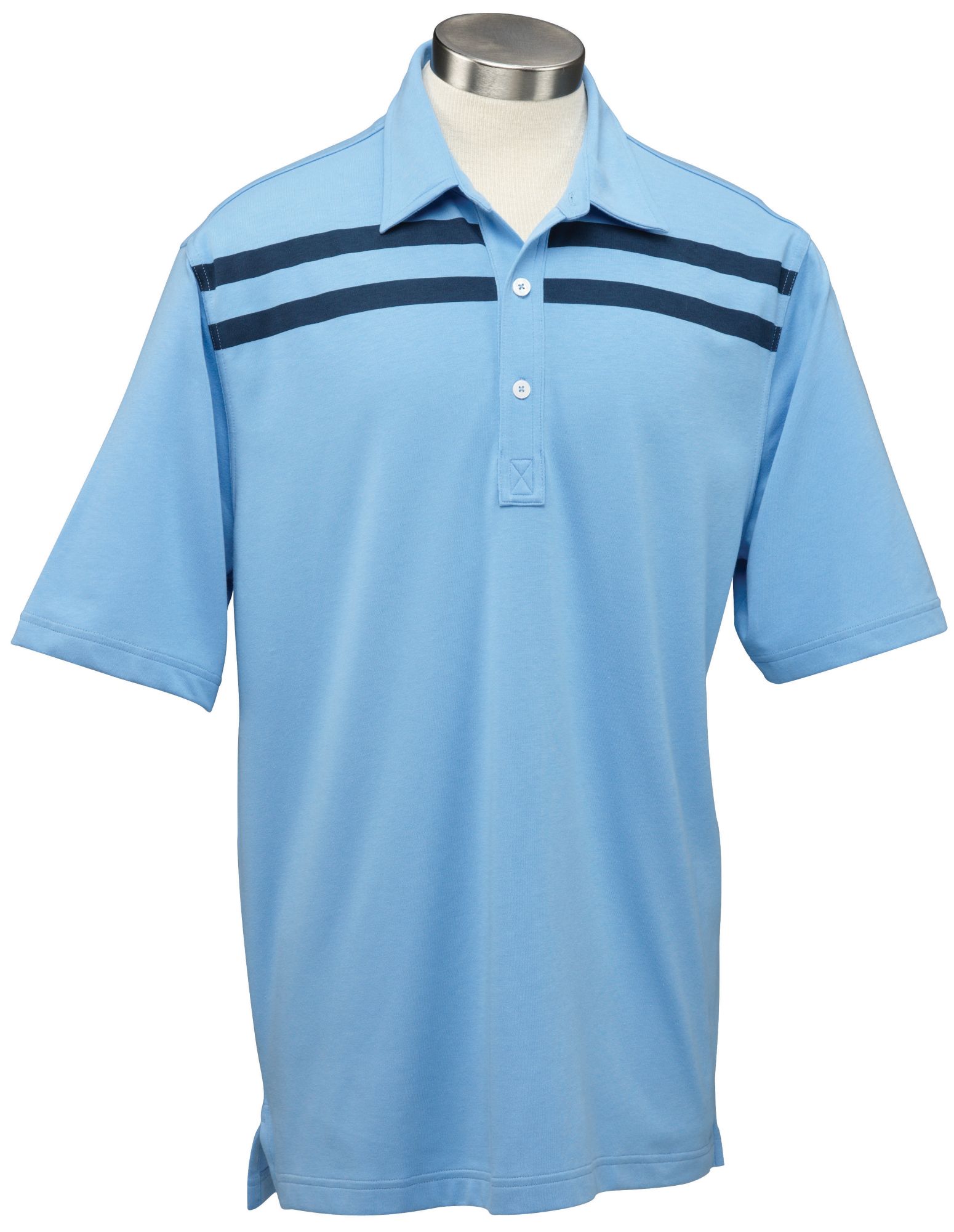 Ashworth Men's 2-Stripe Chest Short Sleeve Polo