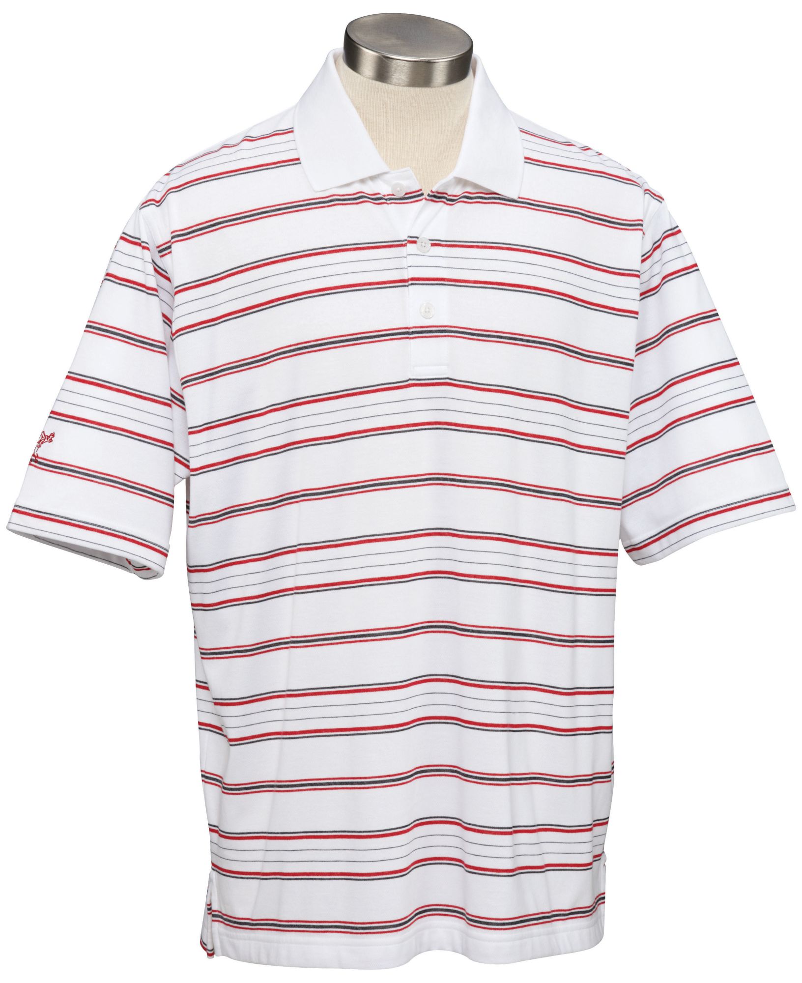 Ashworth Men's White Base Stripe Short Sleeve Polo