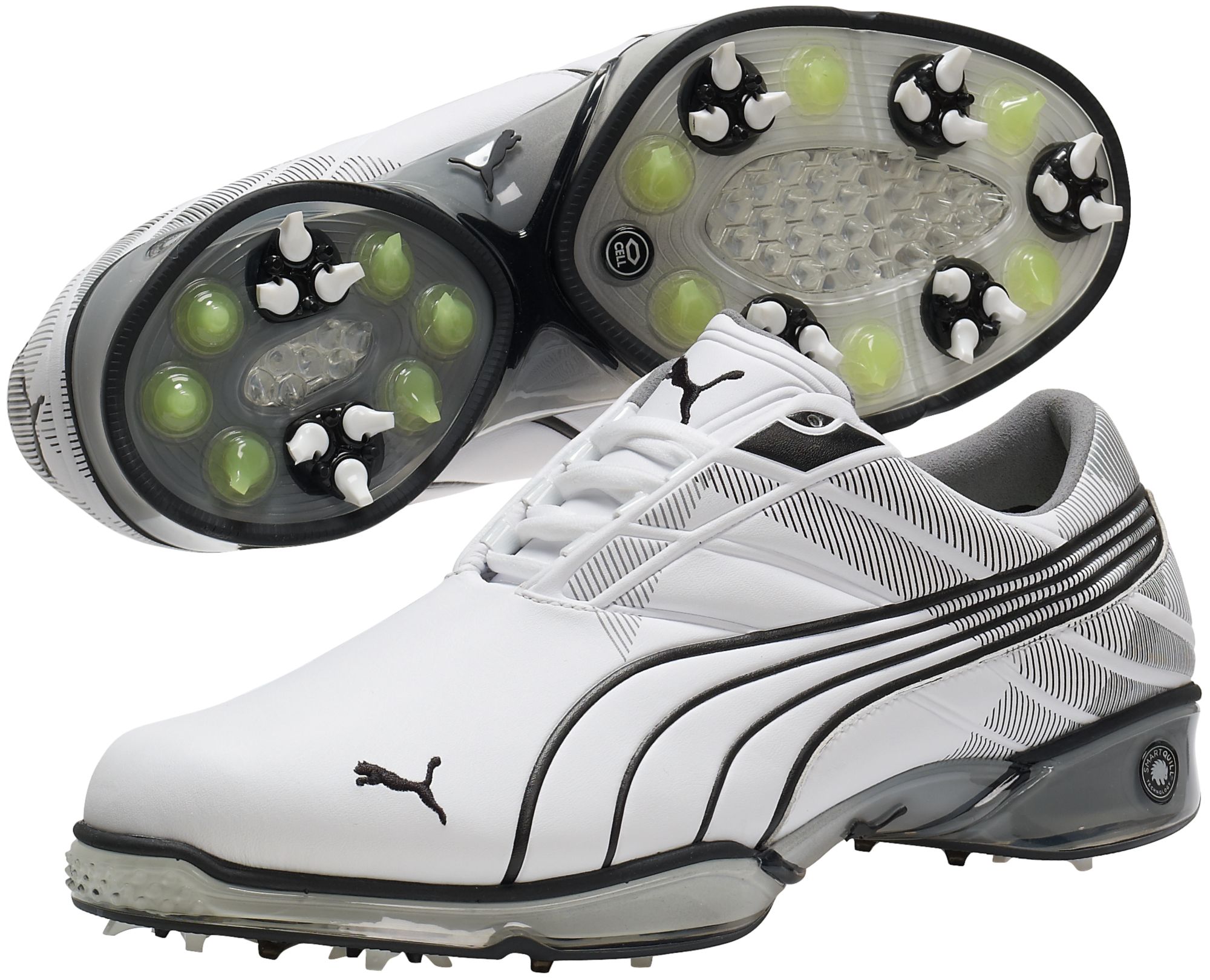 PUMA Men's Cell Fusion Argyle Golf Shoes - White/Black