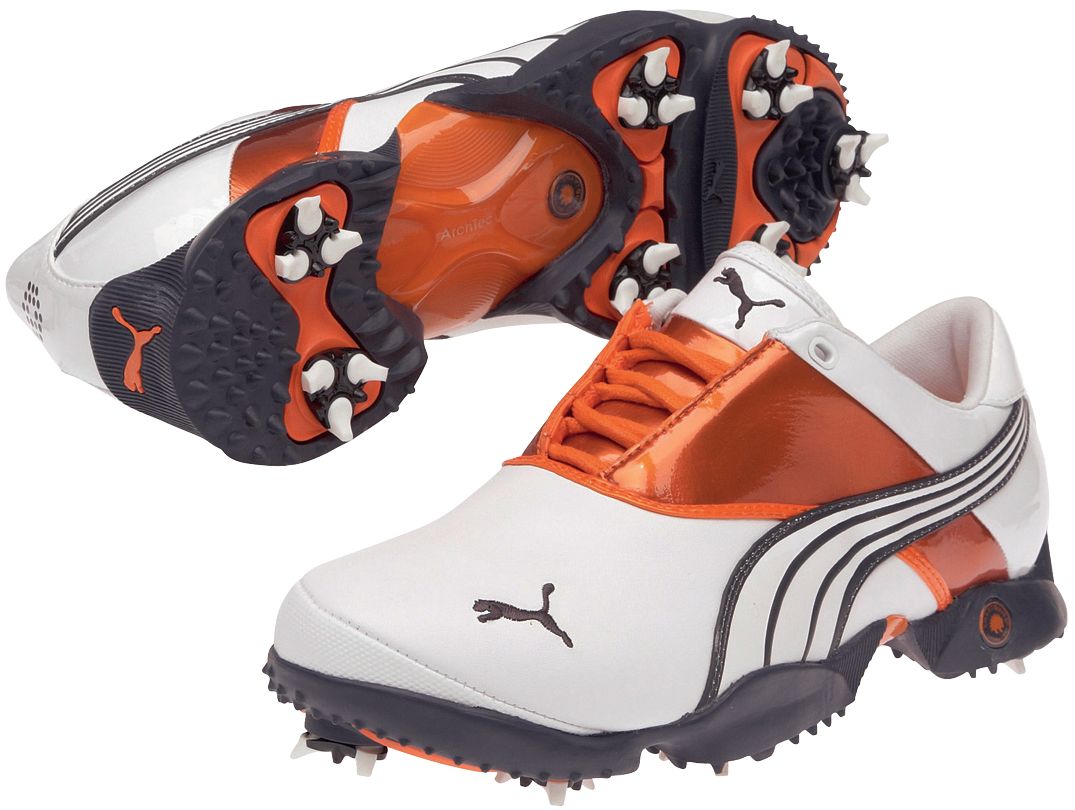 PUMA Men's Jigg Golf Shoes - White/Orange (Disc Style 185320-01)