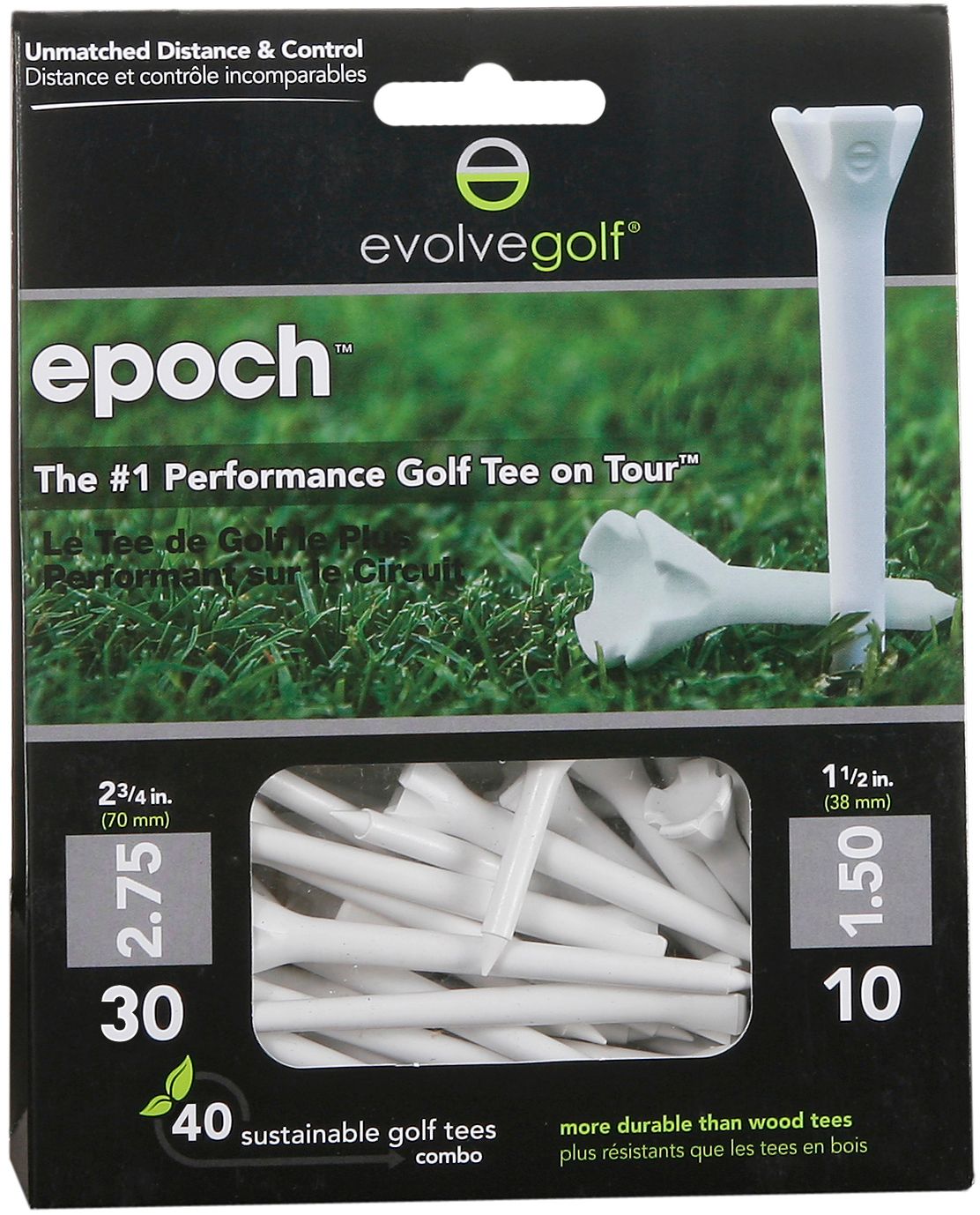 Evolve Golf Epoch 2 3/4" White Golf Tees - 50 Count