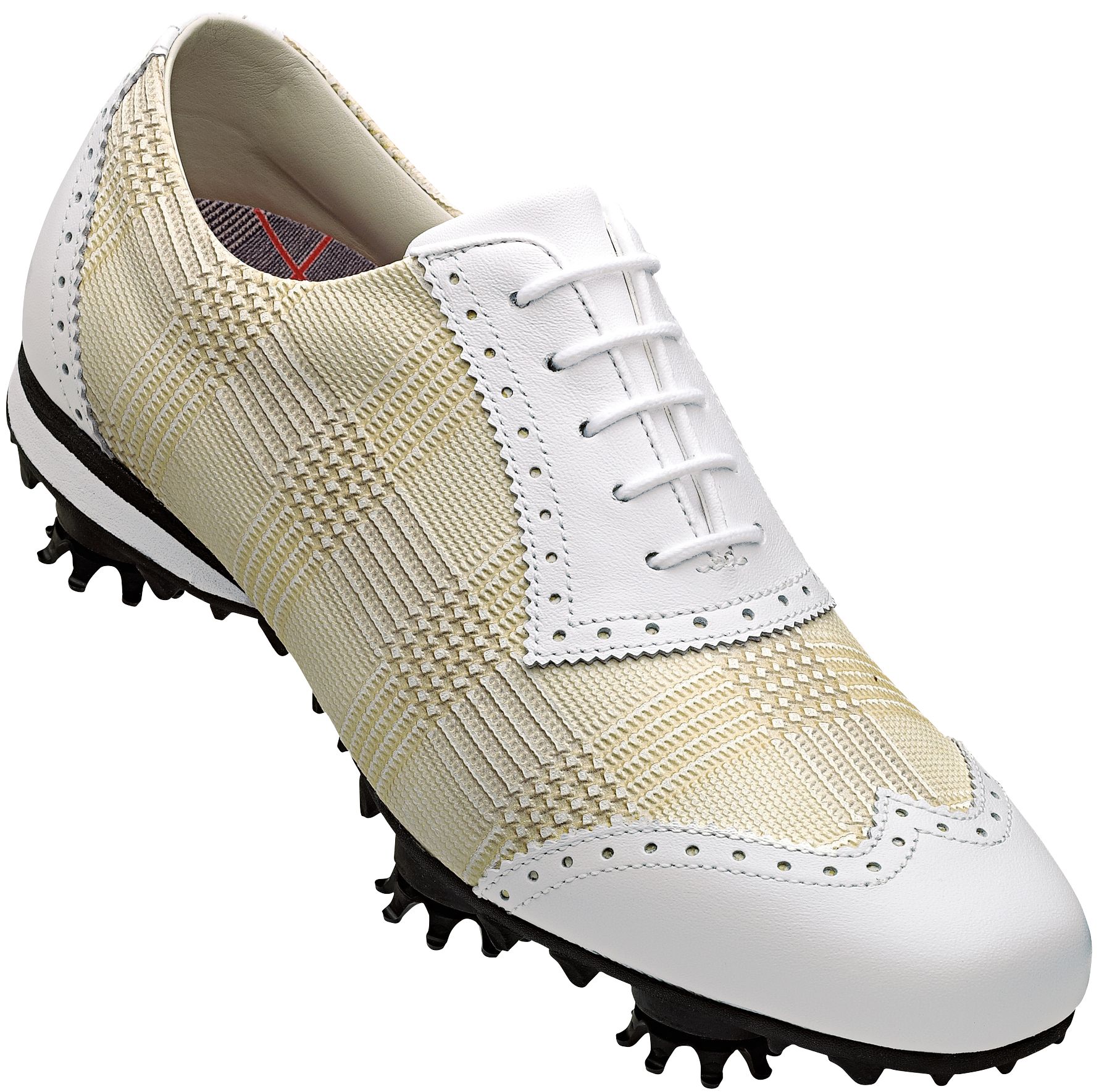 FootJoy Women's LoPro Golf Shoe - White/Taupe Plaid