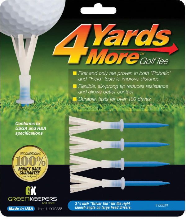 GreenKeepers 4 Yards More 3 1/4" Driver Tees - 4 pack