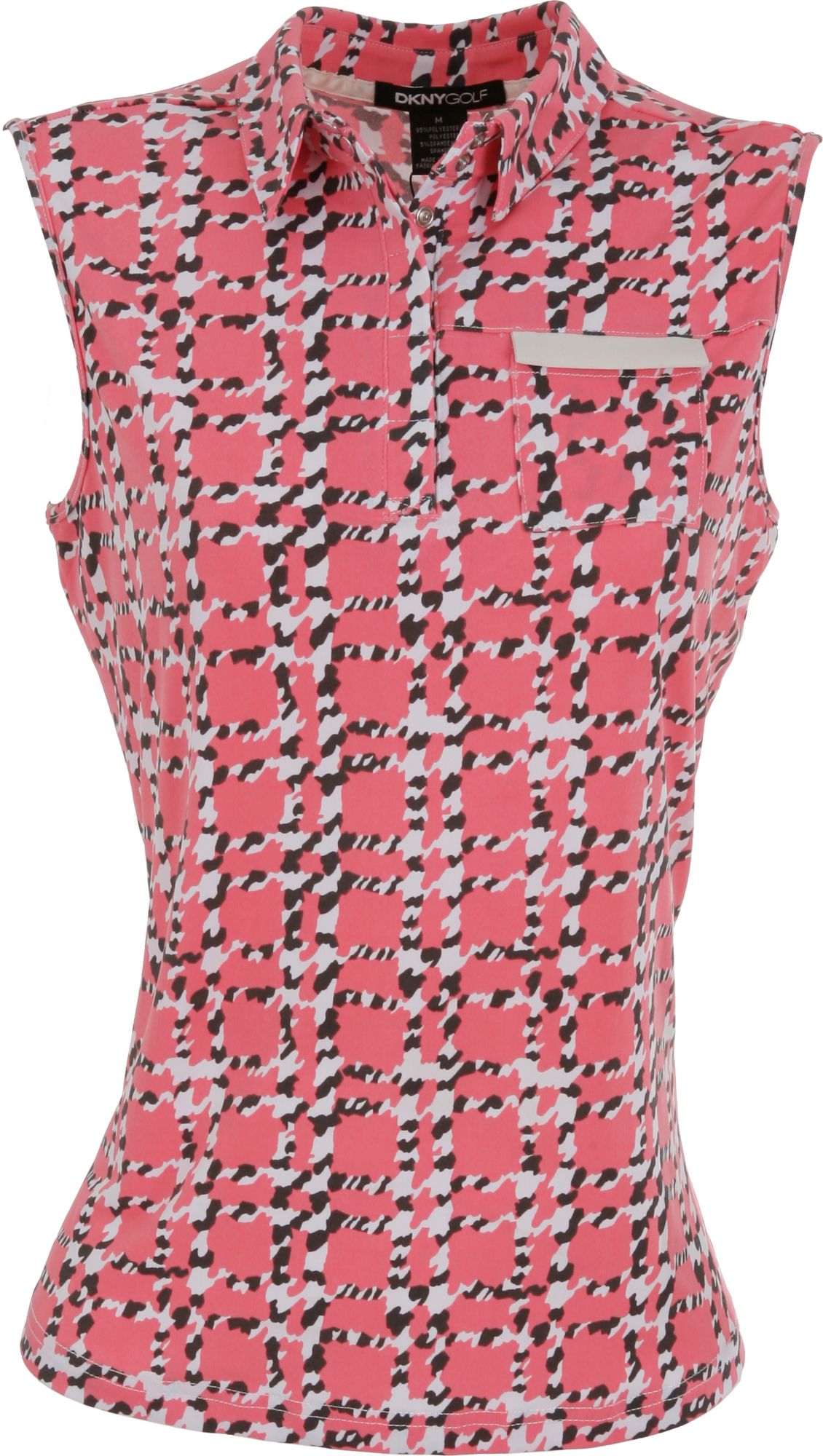 DKNY Women's Houndstooth Pattern Romance Sleeveless Polo