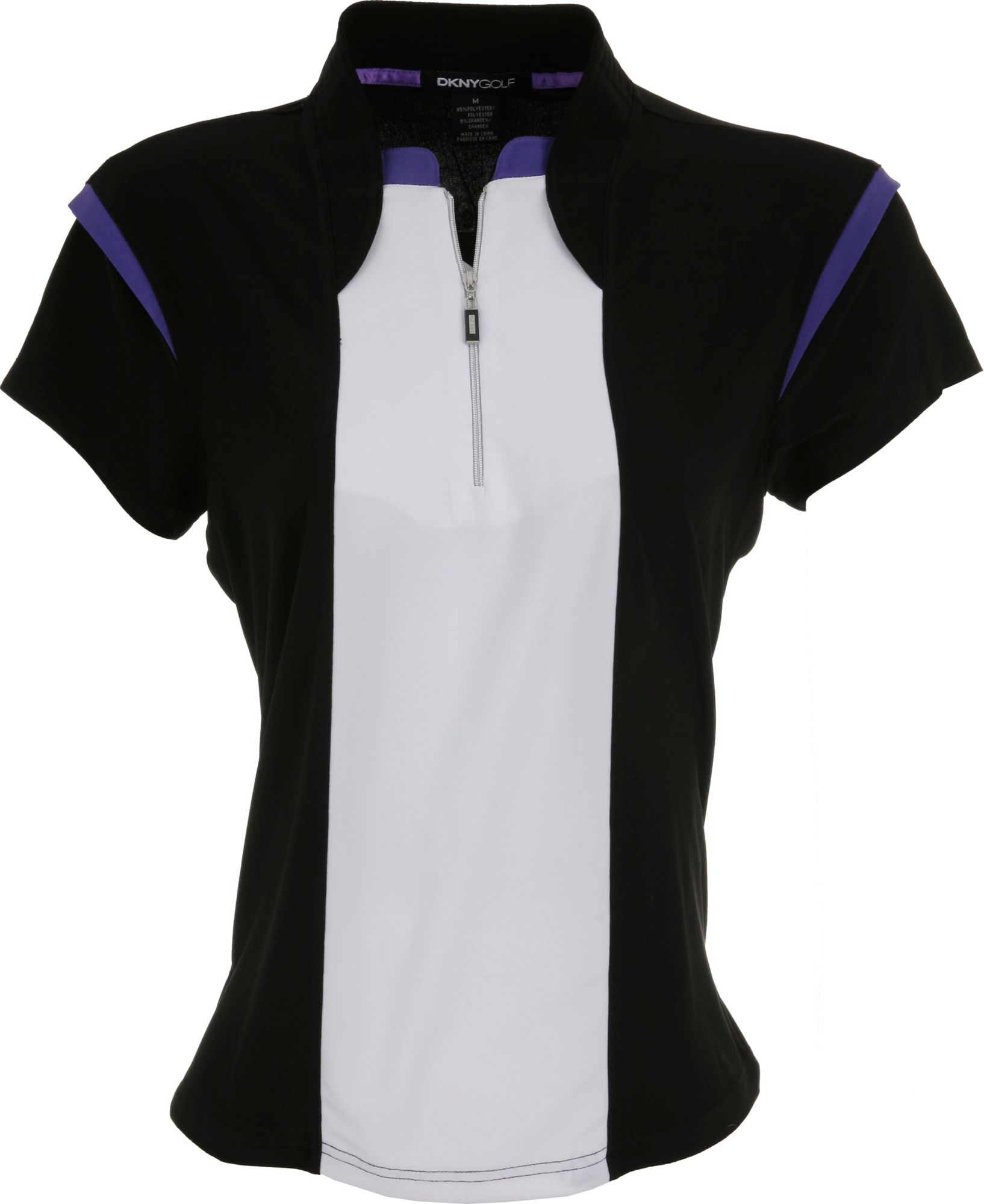 DKNY Women's Zip Blocked Calypso Short Sleeve Polo