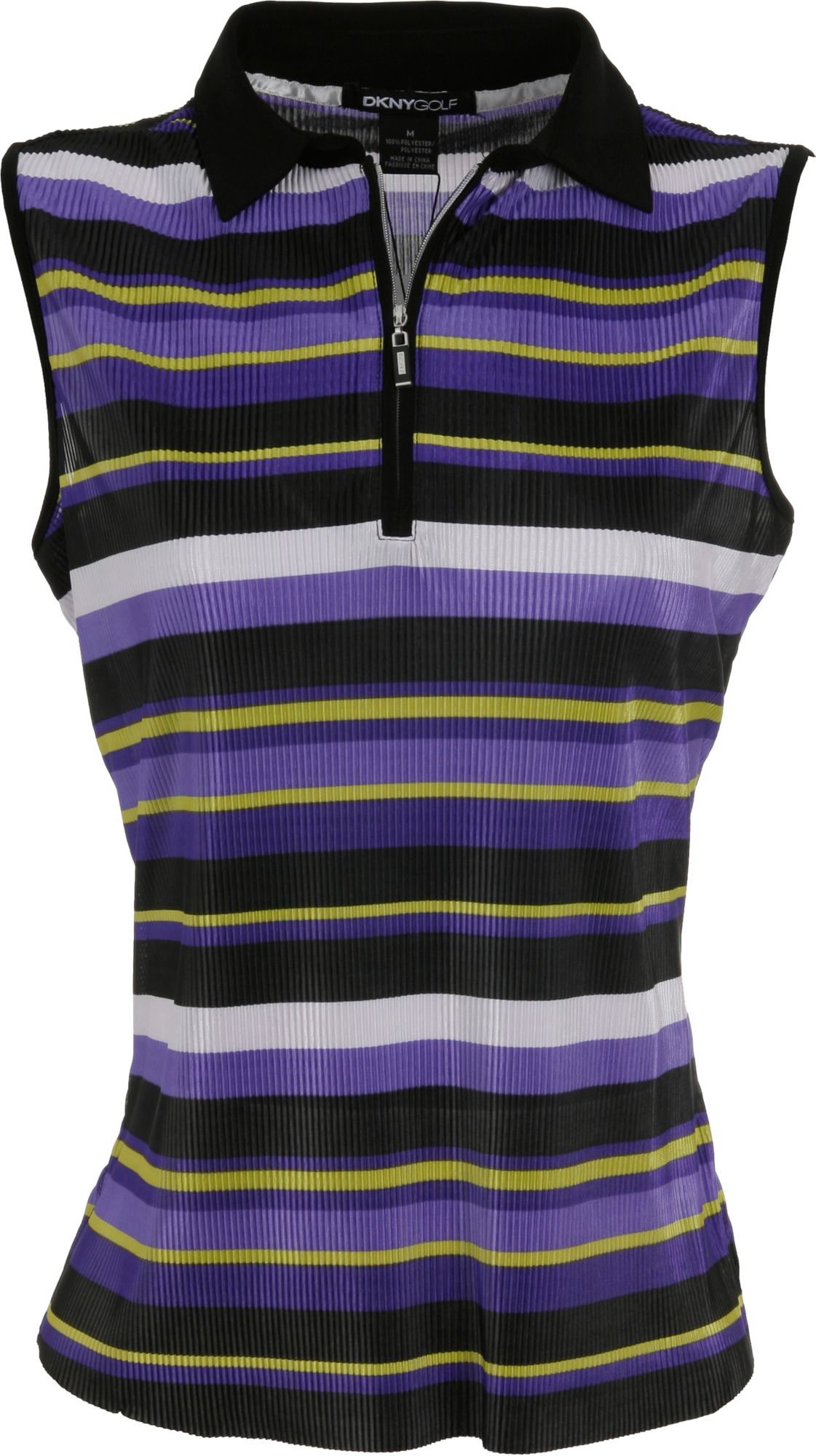 DKNY Women's Stripe Pattern Calypso Sleeveless Polo