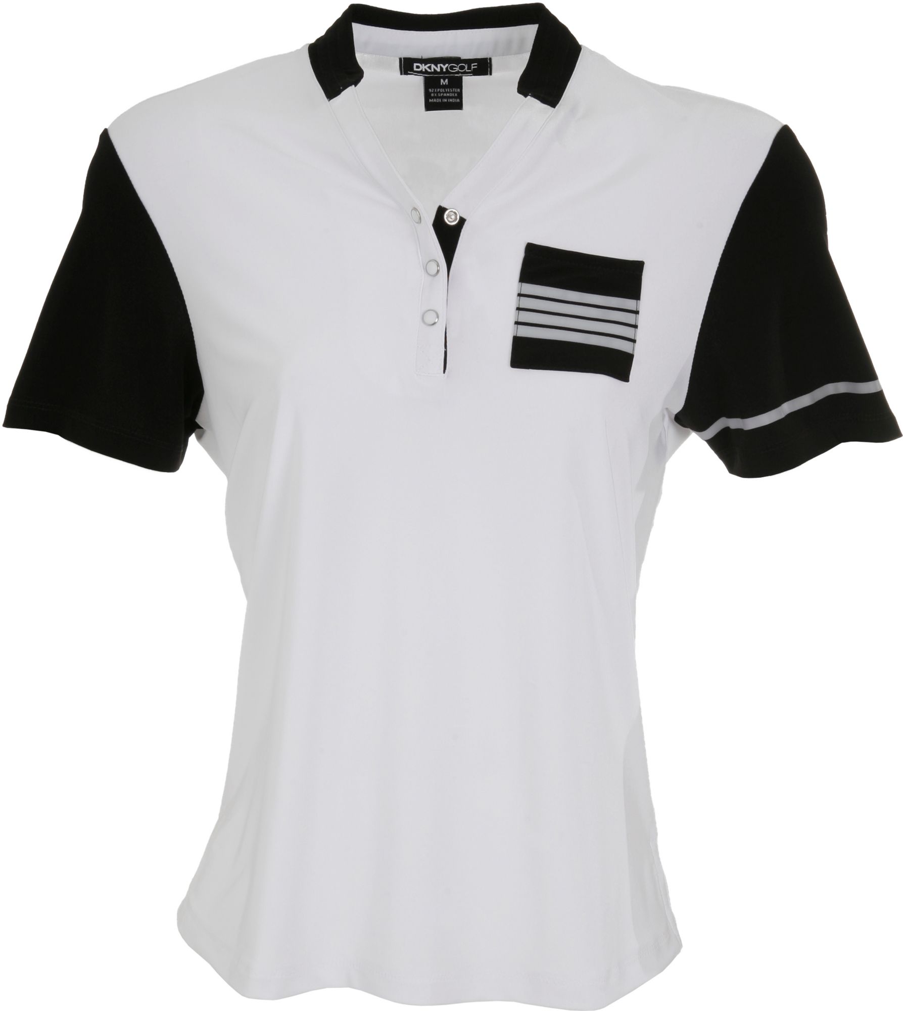 Dkny Women’s Vneck Pocket Ebony Short Sleeve Polo Golf