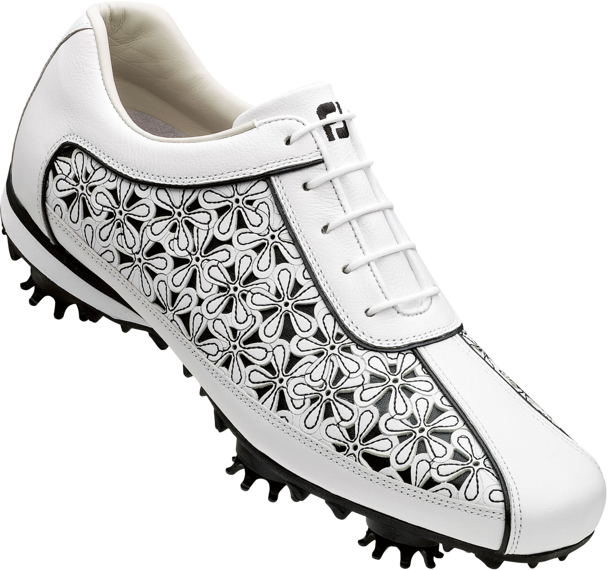 Footjoy Women’s Lopro Golf Shoe White Soft Milled/black Laser Cut Golf