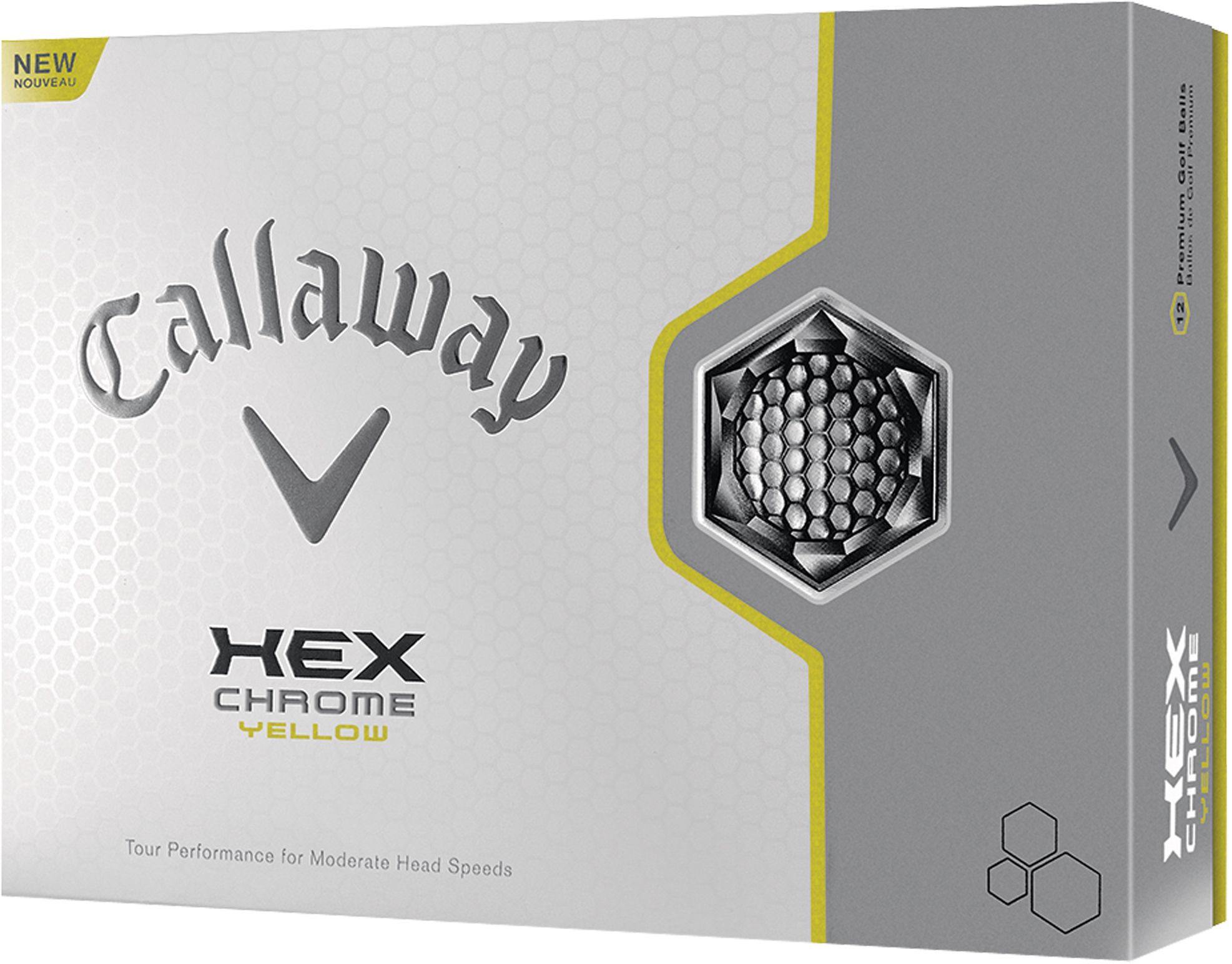 Callaway HEX Chrome Yellow Golf Balls - 12 pack