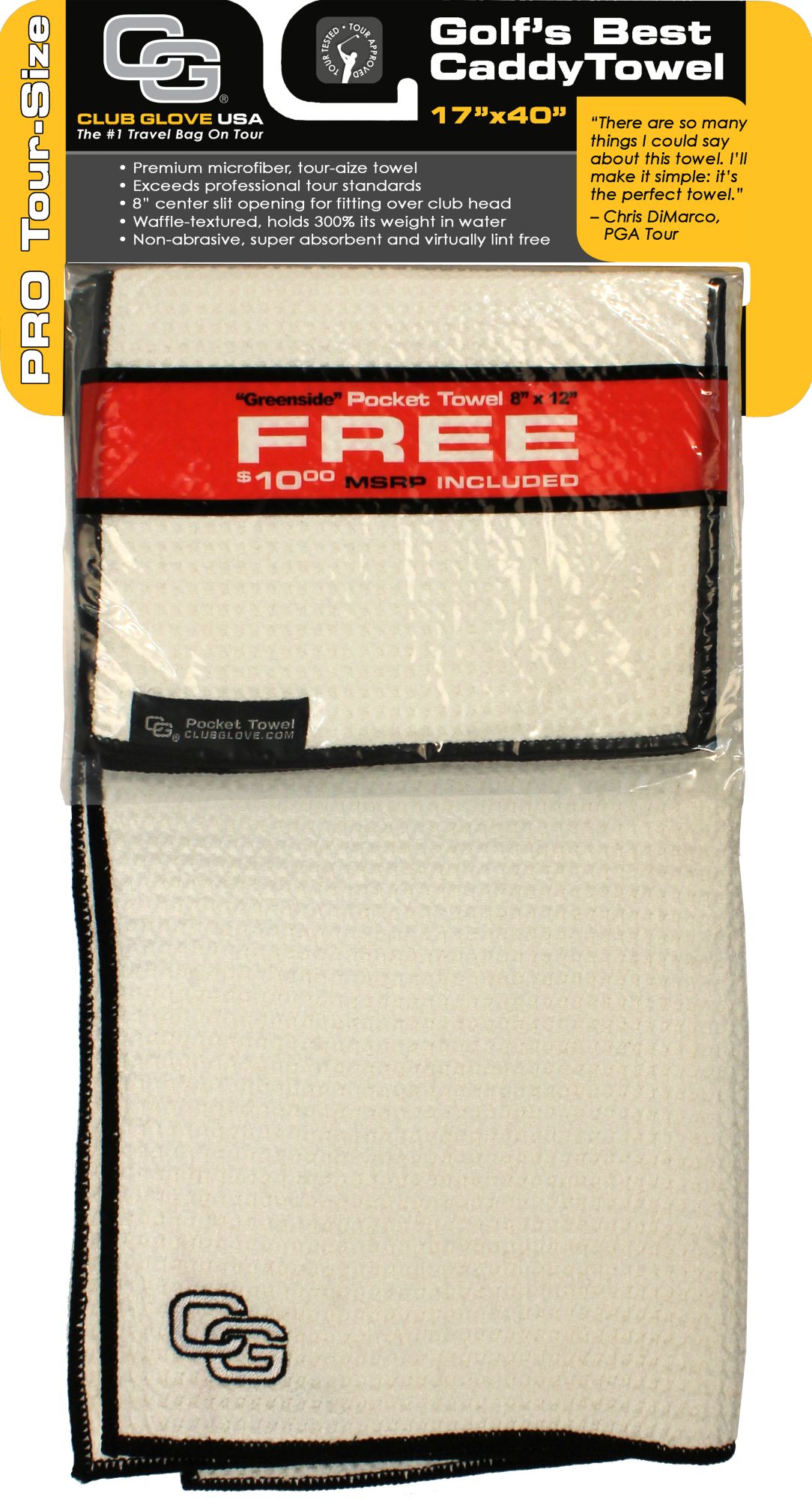 Club Glove USA Microfiber Caddy Towel - White/Black