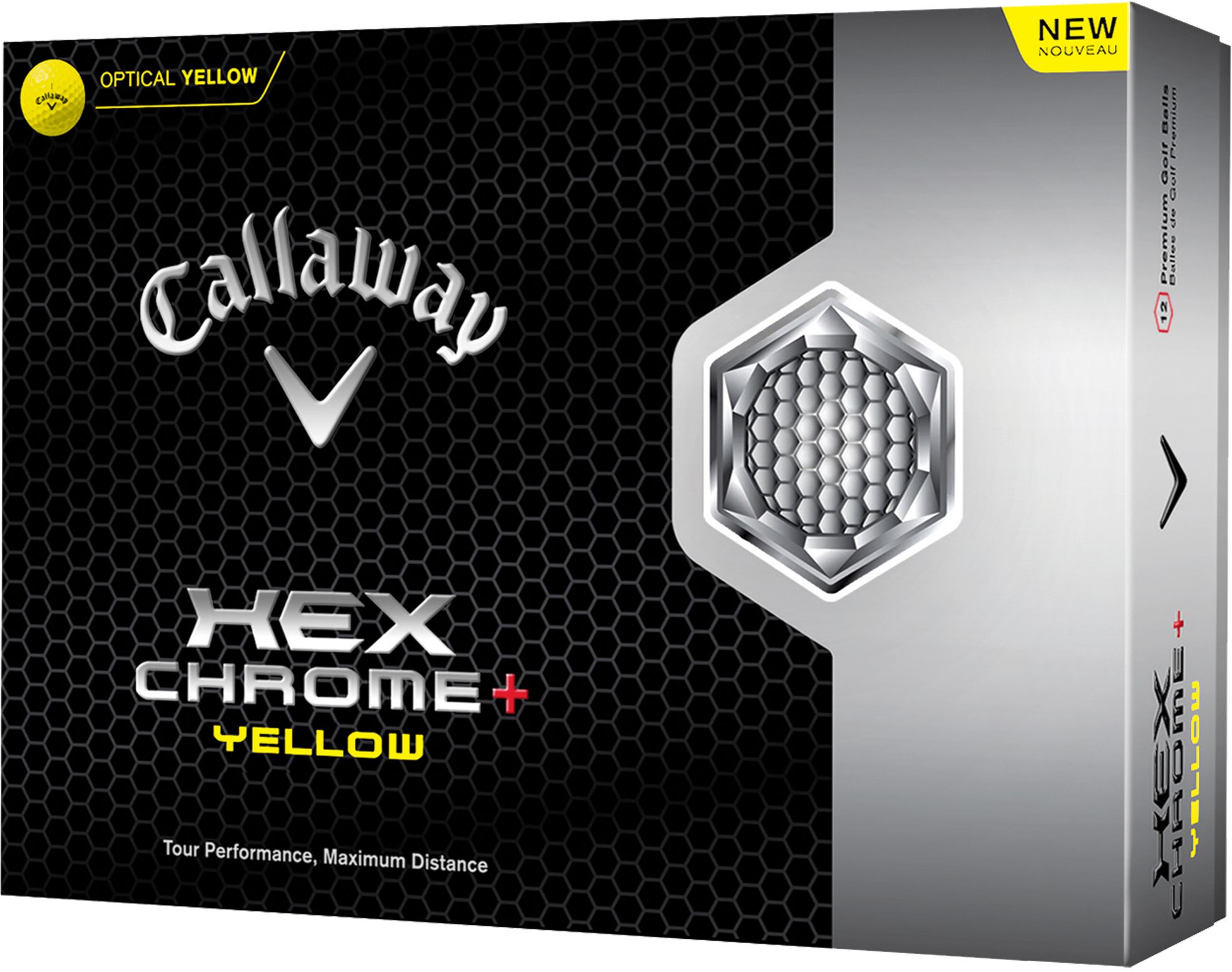 Callaway HEX Chrome+ Yellow Golf Balls - 12 Pack