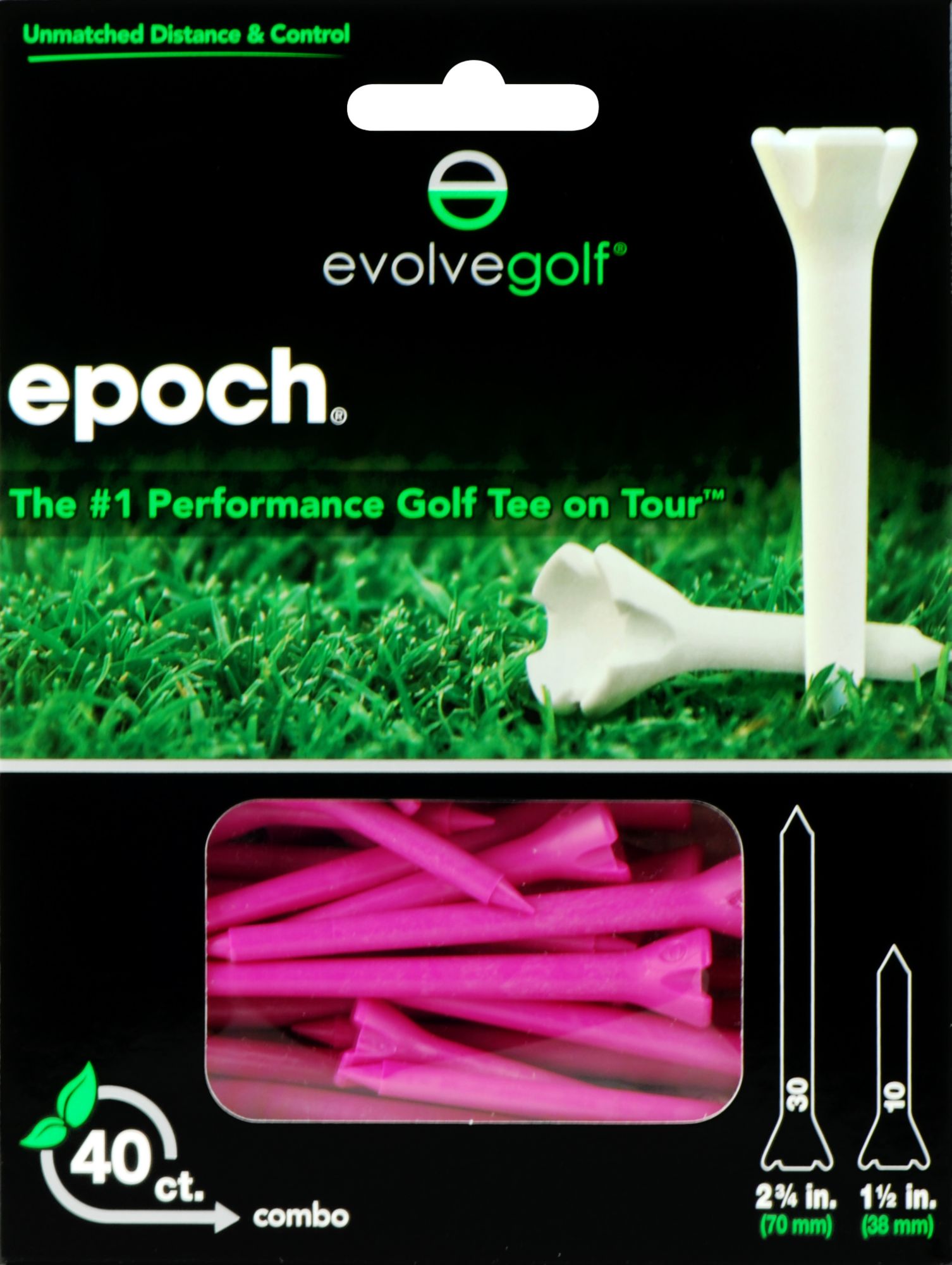 Evolve Golf Epoch Pink 2 3/4" Golf Tees - 40 Count