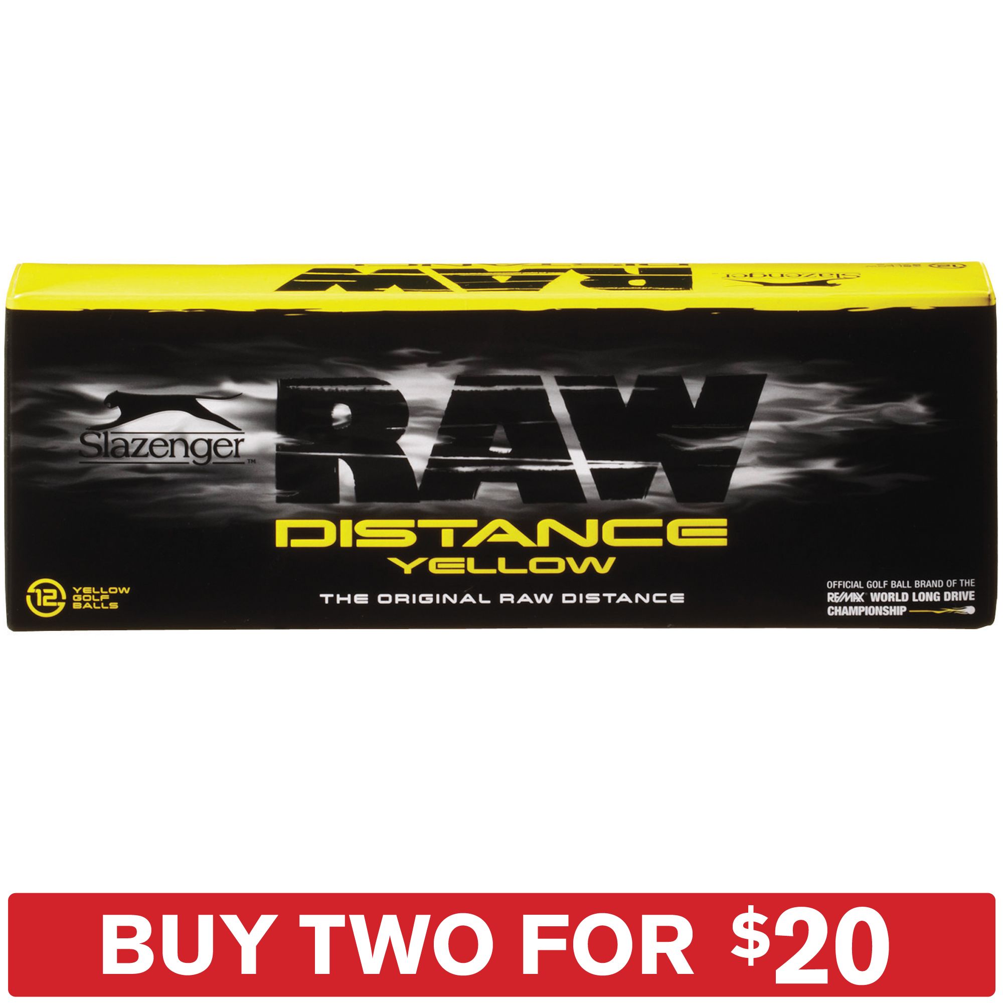 Slazenger Raw Distance Yellow Golf Balls - 12 pack