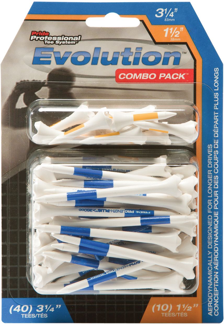 Pride Golf Evolution Combo Pack 1&frac12;" & 3&frac14;" Tees - 50 Pack