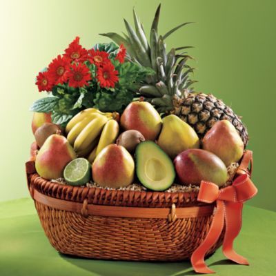 Deluxe Fruit & Daisy Gift Basket