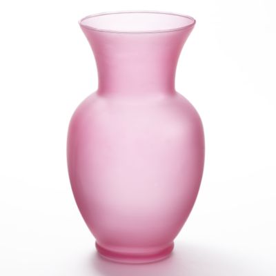 Frosted Pink Floral Vase