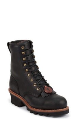 8" BLACK STEEL TOE LOGGER
