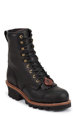 8" BLACK STEEL TOE LOGGER