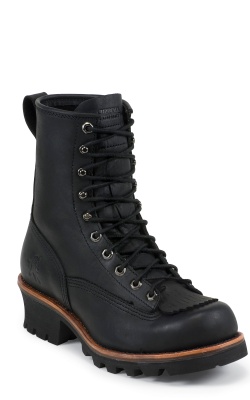 8" BLACK OILED LACE TO TOE LOGGER