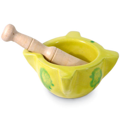 Traditional Yellow Mortar and Pestle
