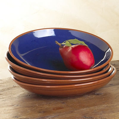 Paella Plate with Solid Blue Glaze