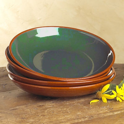 Dinner Plates with Green Glaze