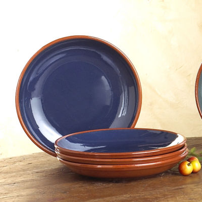 Salad/Dessert Plate with Solid Blue Glaze